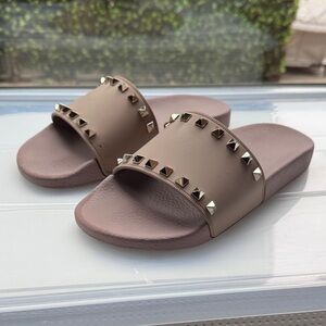 Valentino Garavani Taupe Studded Sandals